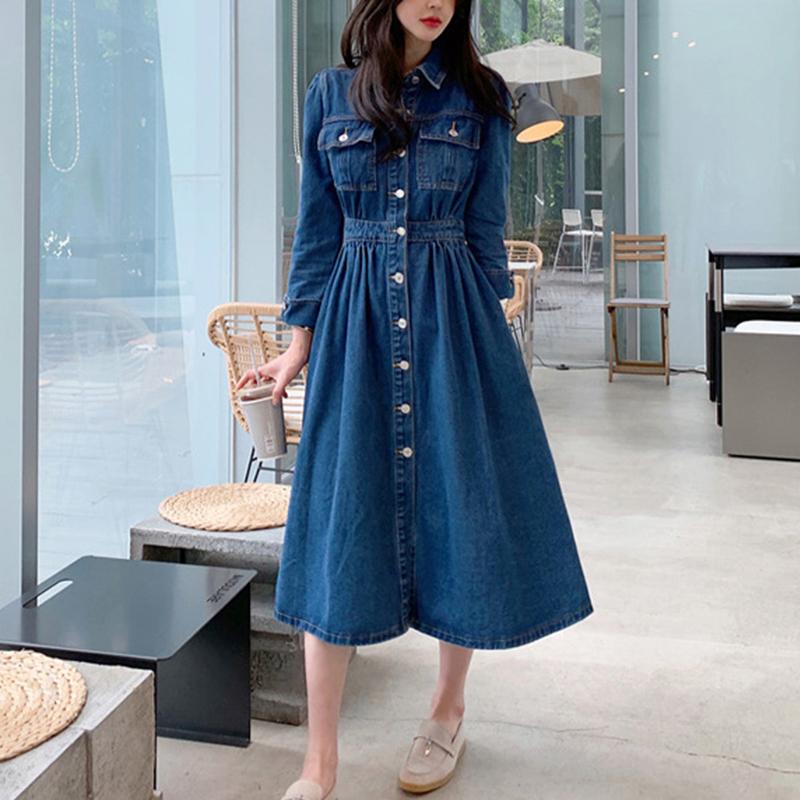 Casual Dresses Fashion Women Arrival Denim Formal Dress Comfortable Temperament Trend Sweet Vintage Party Solid Long A-line, Blue
Casual Dresses Fashion Women Arrival Denim Formal Dress Comfortable Temperament Trend Sweet Vintage Party Solid Long A-line, Blue