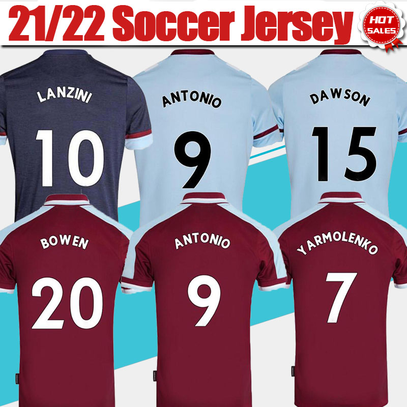 2021 2022 #9 ANTONIO Home Red Soccer Jersey #41 RICE #20 BOWEN #15 DAWSON Away Blue Soccer Shirt 21/22 #10 LANZINI #16 NOBLE 3rd football shirts Uniforms Men Adult
2021 2022 #9 ANTONIO Home Red Soccer Jersey #41 RICE #20 BOWEN #15 DAWSON Away Blue Soccer Shirt 21/22 #10 LANZINI #16 NOBLE 3rd football shirts Uniforms Men Adult