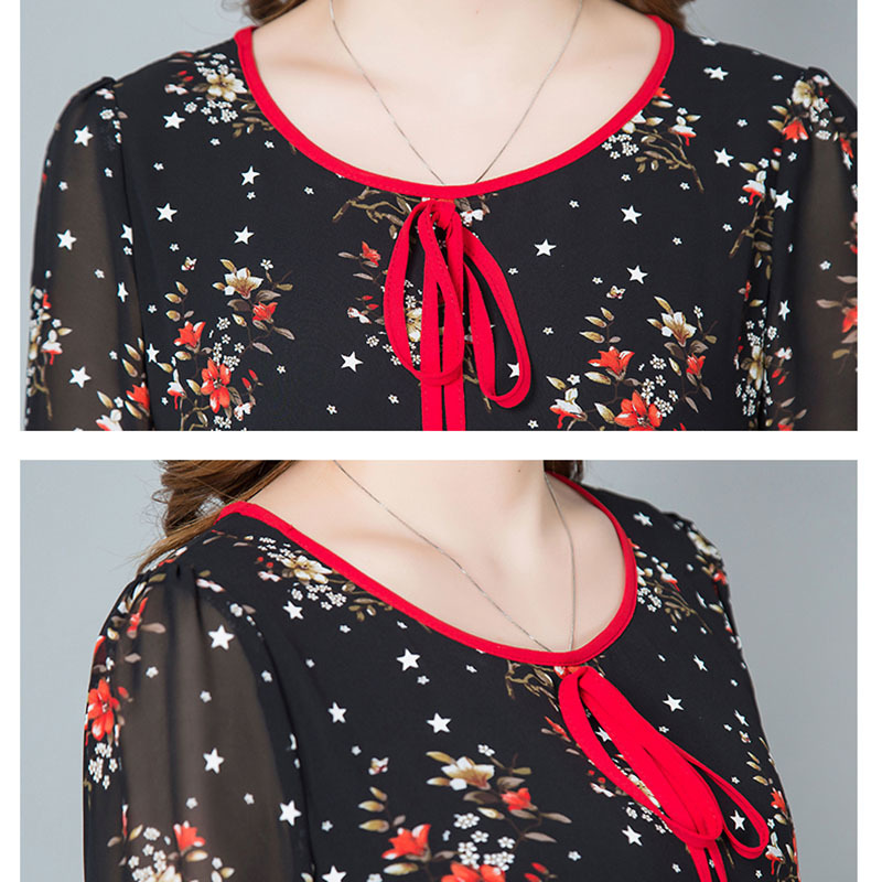 summer tops chiffon blouses women shirt fashion flare sleeve shirts print blouse blusas plus size women clothing DF2393 210225