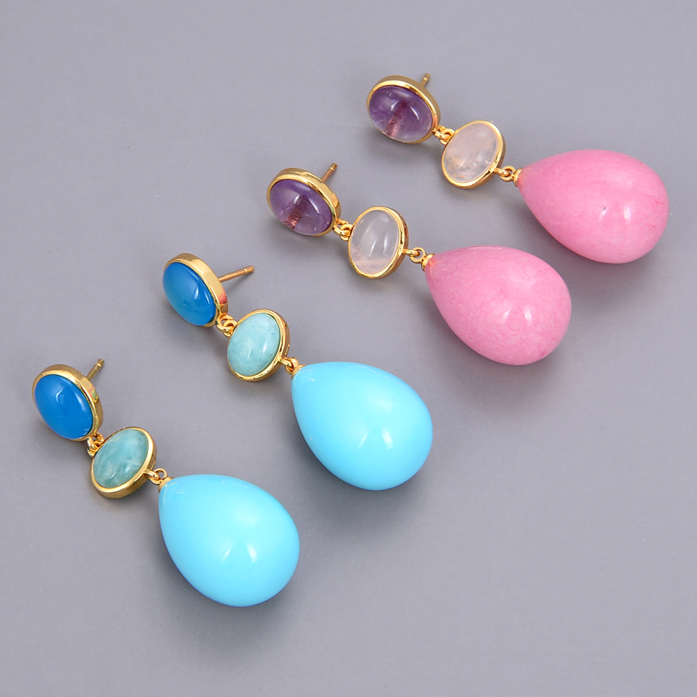 GuaiGuai Jewelry Teardrop Amethysts Amazonites Agates Jades Quartzs Aventurines Dangle Stud Earrings Handmade For Women Real Gems Stone Lady Fashion Jewellry
GuaiGuai Jewelry Teardrop Amethysts Amazonites Agates Jades Quartzs Aventurines Dangle Stud Earrings Handmade For Women Real Gems Stone Lady Fashion Jewellry
