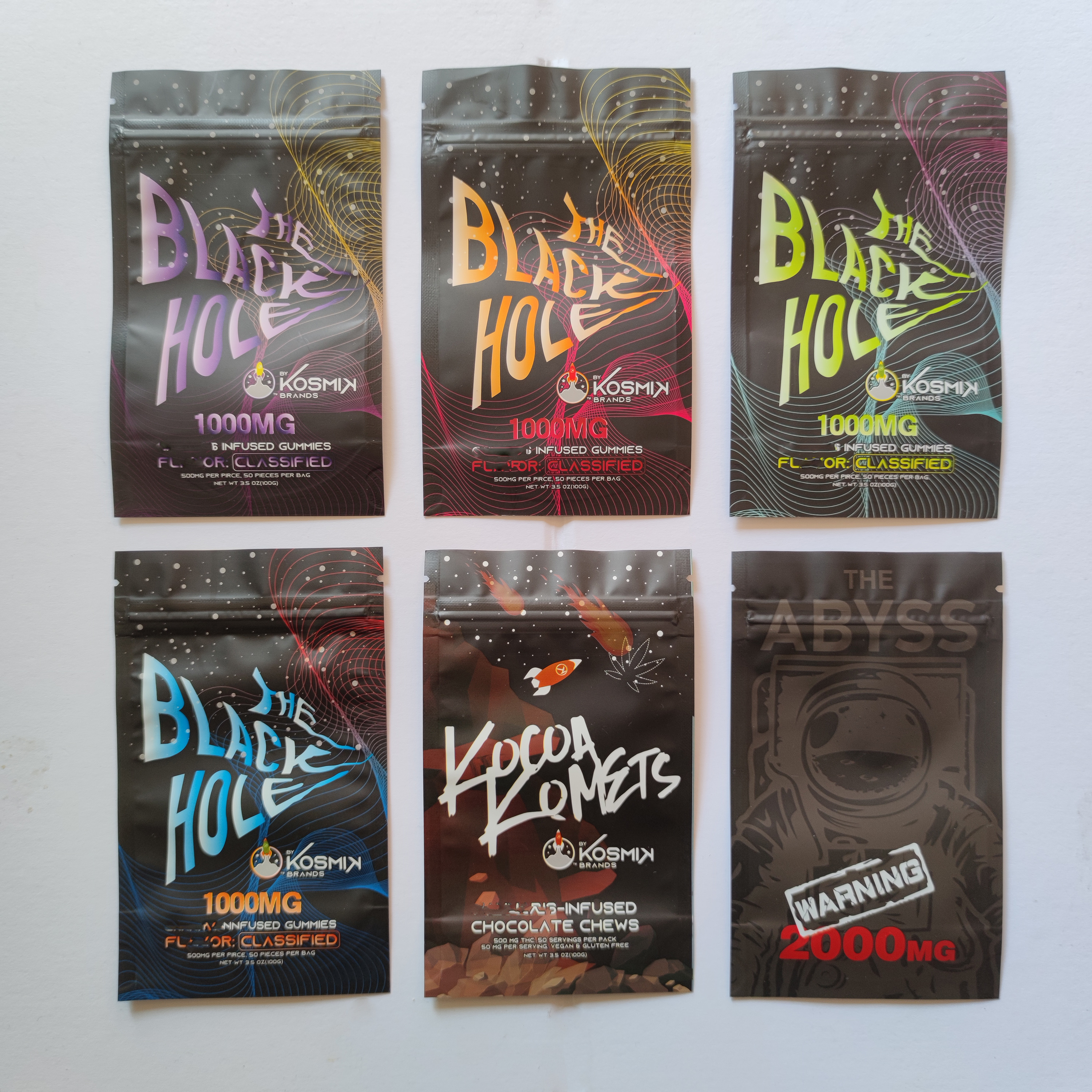 2021 The black hole kosmik brands sour fruit gummies packing bags 1000mg 500mg servings per pack per 3.5oz resealable mylar Edibles Infused Gummy zipper bag
2021 The black hole kosmik brands sour fruit gummies packing bags 1000mg 500mg servings per pack per 3.5oz resealable mylar Edibles Infused Gummy zipper bag
