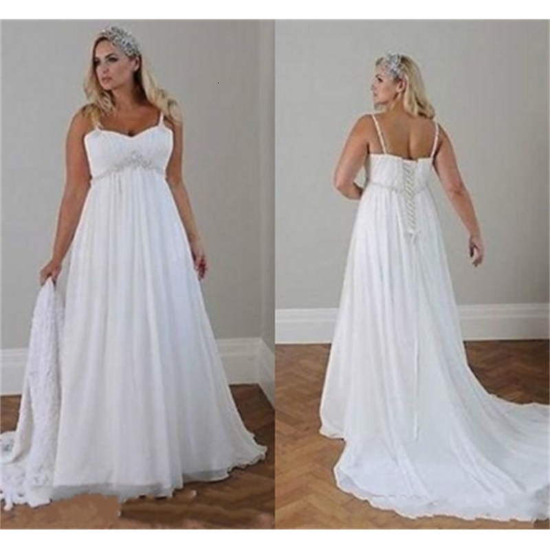 2021 New Modest Plus Size Wedding Es Beach Chiffon a Line Spaghetti Straps Lace Up Back Simple Elegant Boho Bridal Gowns Bvdd, White
2021 New Modest Plus Size Wedding Es Beach Chiffon a Line Spaghetti Straps Lace Up Back Simple Elegant Boho Bridal Gowns Bvdd, White