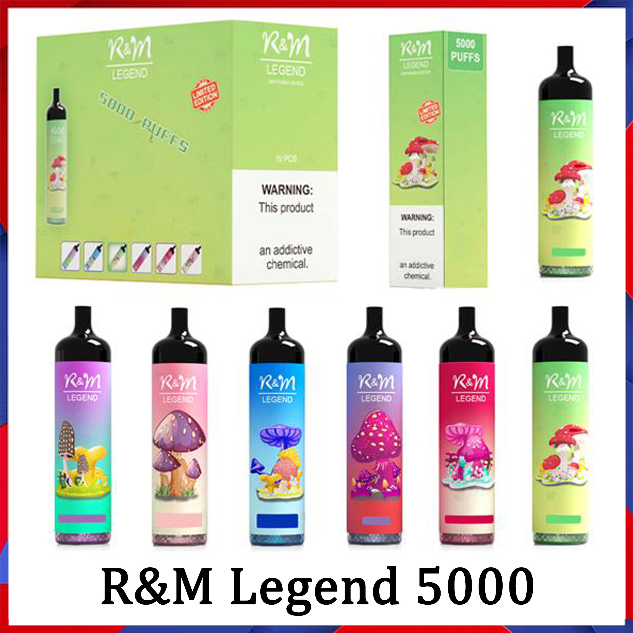 R&M LEGEND Disposable E cigarettes Cartoon design Kit 5000Puffs Vape Pen 12ml Pre-filled Pods 950mAh Battery RandM Vapors R and M
R&M LEGEND Disposable E cigarettes Cartoon design Kit 5000Puffs Vape Pen 12ml Pre-filled Pods 950mAh Battery RandM Vapors R and M