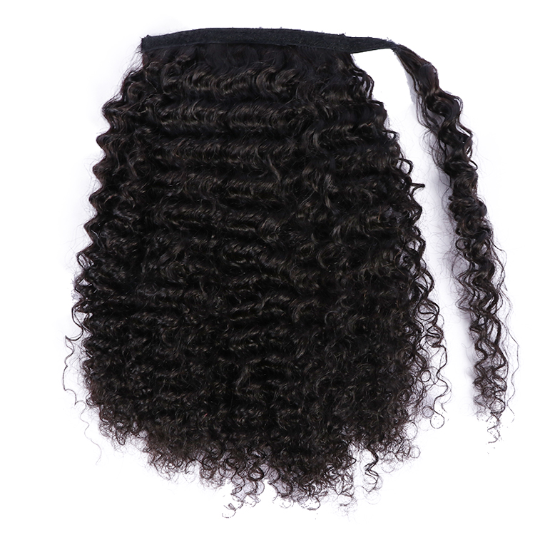 Hot Sell Human Hair Ponytail Extensions long simple braided hairstyle Curly Ponytails Wrap Drawstring real Hairs Natural Color With Clip Ins 18inch 14