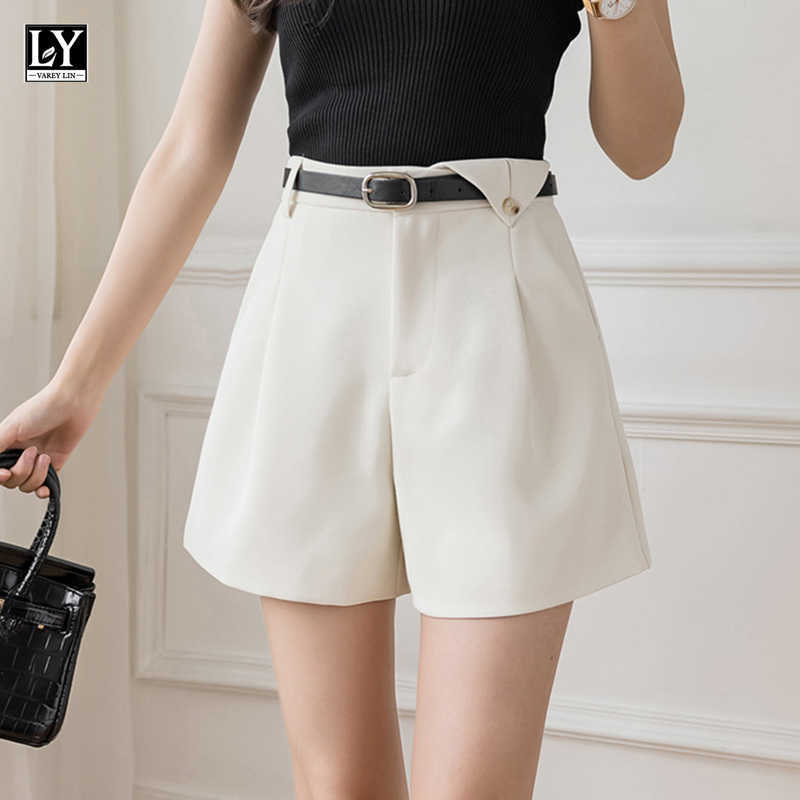 LY VAREY LIN Summer Women High Waist Solid Color Wide Leg Black Shorts with Belt Female Casual Loose Ins OL Laides 210526
LY VAREY LIN Summer Women High Waist Solid Color Wide Leg Black Shorts with Belt Female Casual Loose Ins OL Laides 210526