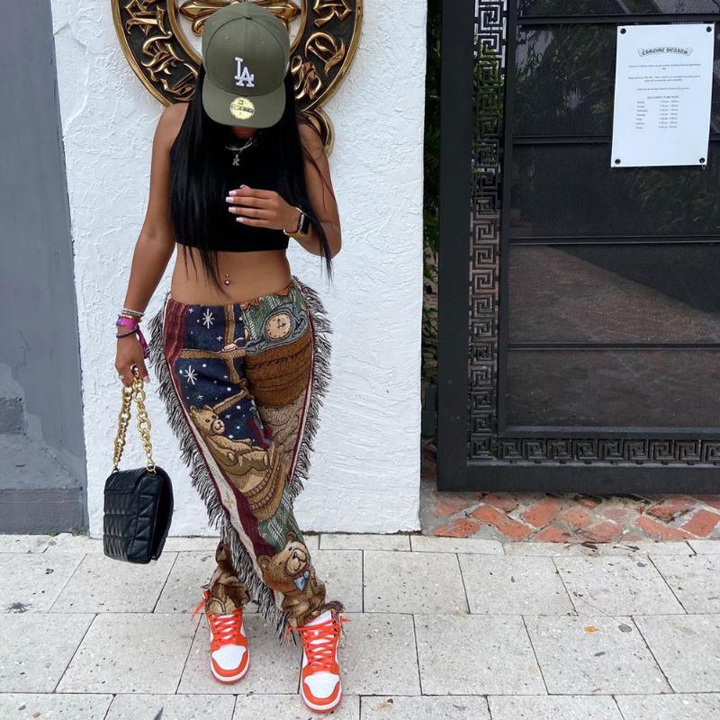 Women's Pants & Capris Streetwear Bears Print Jogger Cargo Trousers For Women Sexy High Waist Side Tassels Pant Active Sporty Workout Baggy, Black;white
Women's Pants & Capris Streetwear Bears Print Jogger Cargo Trousers For Women Sexy High Waist Side Tassels Pant Active Sporty Workout Baggy, Black;white