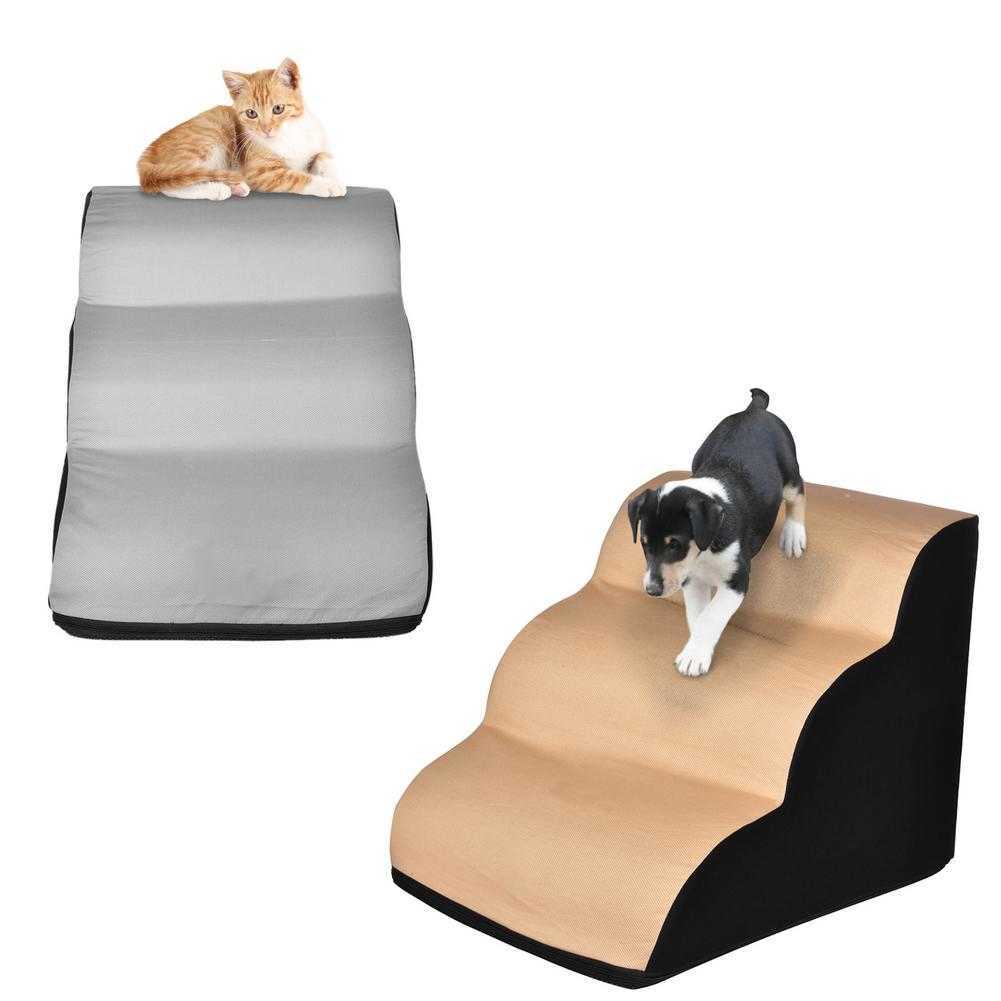 

Foam Pet Dog Cat Stairs Ladders Non-Slip  Hose Ramp Ladder 3 Tiers Puppy Kitten Bed Sofa Steps training toy H0929, Black