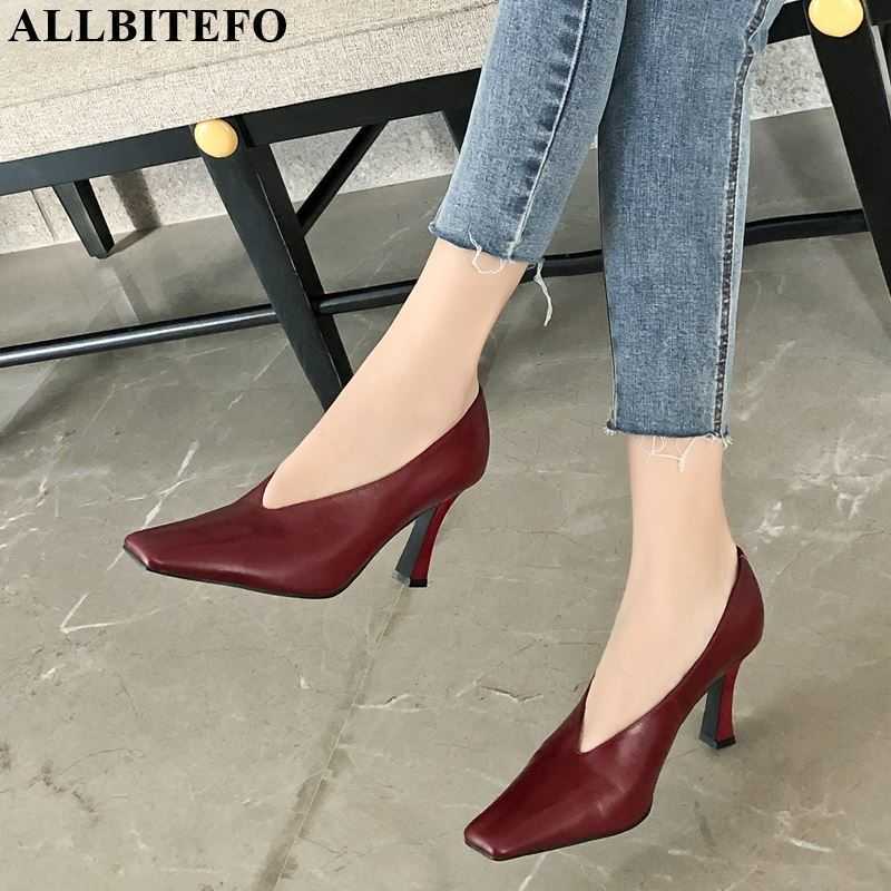 ALLBITEFO fashion sexy office high heels natural genuine leather high heel shoes elegant spring square toe women heels 210611, As picture
ALLBITEFO fashion sexy office high heels natural genuine leather high heel shoes elegant spring square toe women heels 210611, As picture