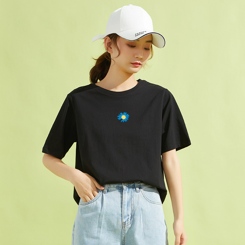 New Basic Cotton T Shirt Women Summer New Solid Tees 5 Color Casual Tshirt Tops 210306