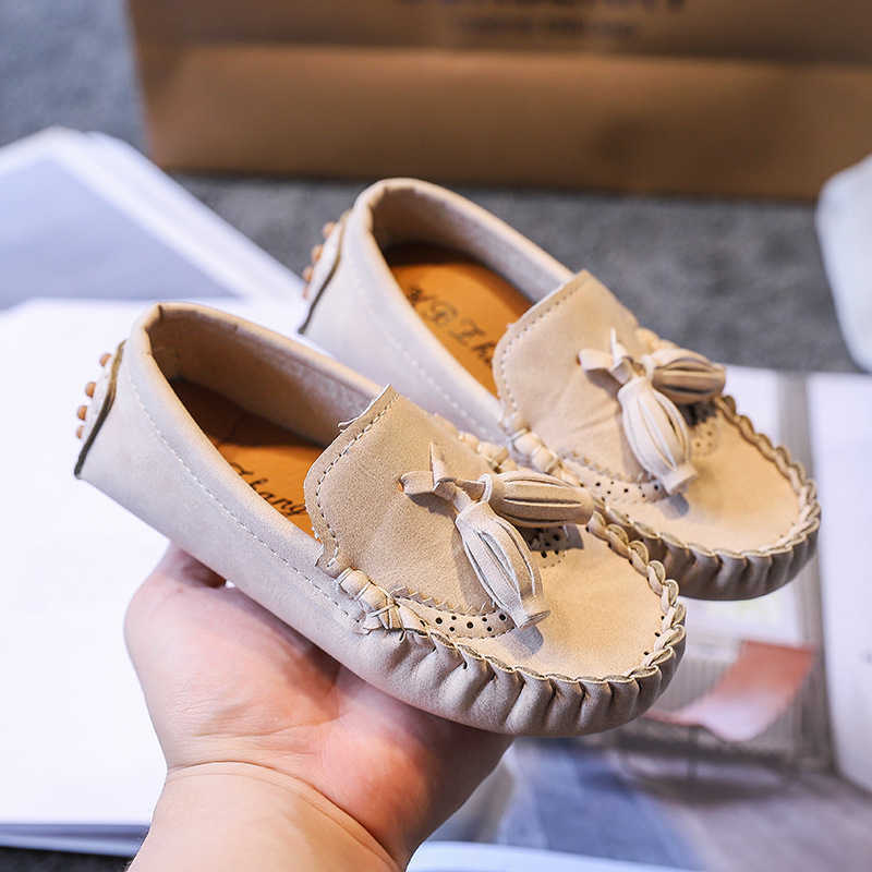 2021 Nice School Boys Casual Leather Shoes Tassel Student Children Girl Shallow Shoes Slip on Suede Children Dress Shoes E08102 G0908