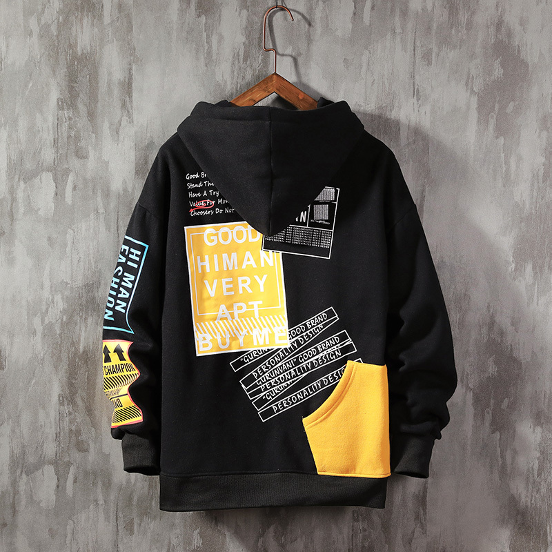 SingleRoad Mens Hoodies Men Winter Patchwork Oversized Hip Hop Japanese Streetwear Harajuku Yellow Hoodie Men Sweatshirt 201126