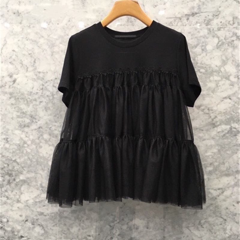 Spring and Summer Loose All Match Fake Two Piece Top Mesh Patchwork Short Sleeve O Neck T-shirt Women 210615, Black
Spring and Summer Loose All Match Fake Two Piece Top Mesh Patchwork Short Sleeve O Neck T-shirt Women 210615, Black