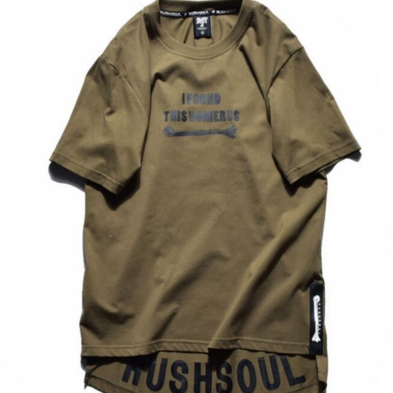 New Men's fashion Seven long sleeved T-shirt sleeve side slit solid color plus size round neck T-shirt costumes T200224