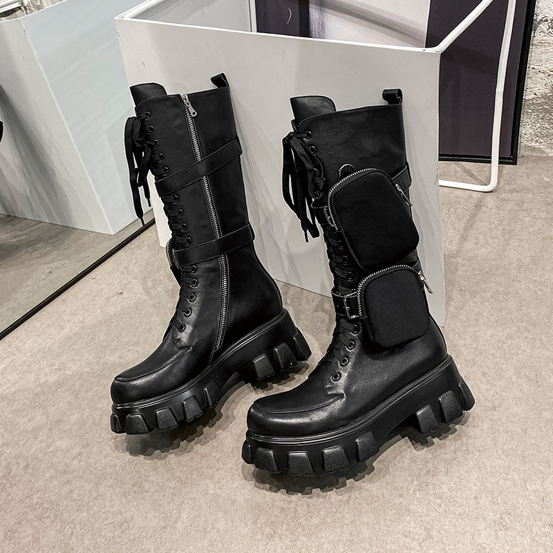 Thick Bottom Monolith High Heel Motorcycle Boots Women with Pocket Long Boots Patent Leather Platform Shoes Woman Botas Mujer, Black
Thick Bottom Monolith High Heel Motorcycle Boots Women with Pocket Long Boots Patent Leather Platform Shoes Woman Botas Mujer, Black