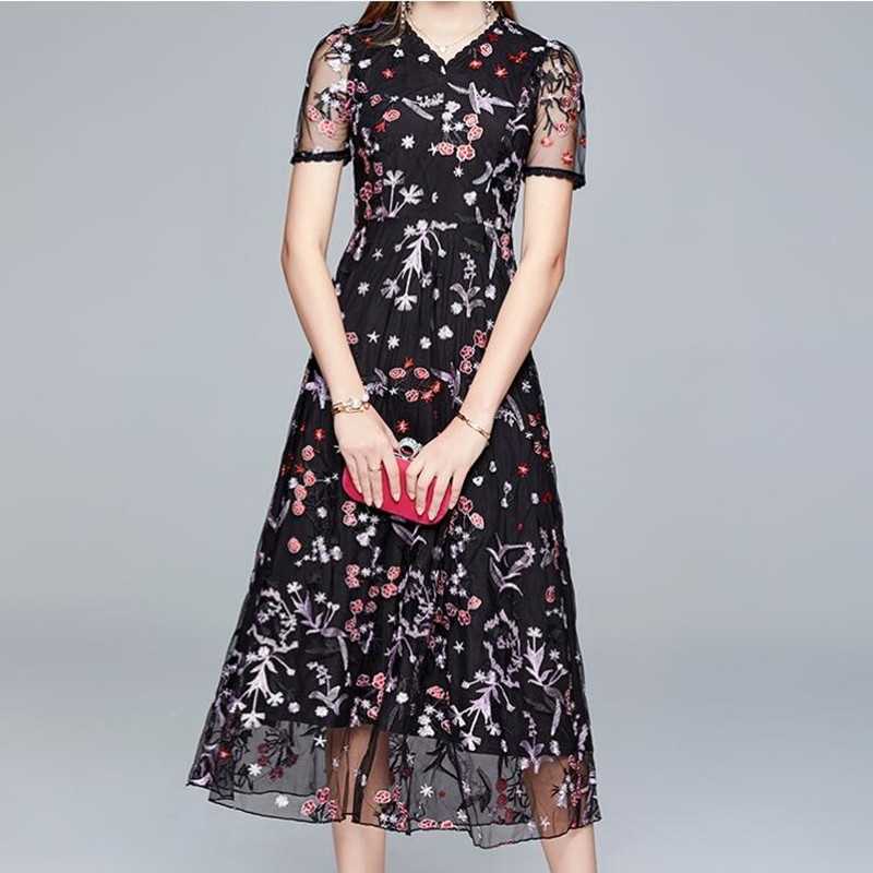 ZAWFL Sweet Mesh Dress Women Korean V-neck Short Sleeve A-line es Summer Streetwear Embroidery Midi 210525, Picture color
ZAWFL Sweet Mesh Dress Women Korean V-neck Short Sleeve A-line es Summer Streetwear Embroidery Midi 210525, Picture color