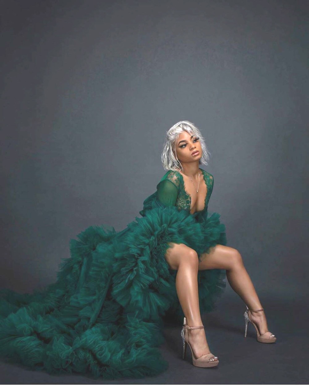 Green Bridal Tulle Maternity Sleepwear Wedding Anniversary Robes Pregnancy Lady Art Photography Dress Custom Made Long Sleeve Party Evening Gowns