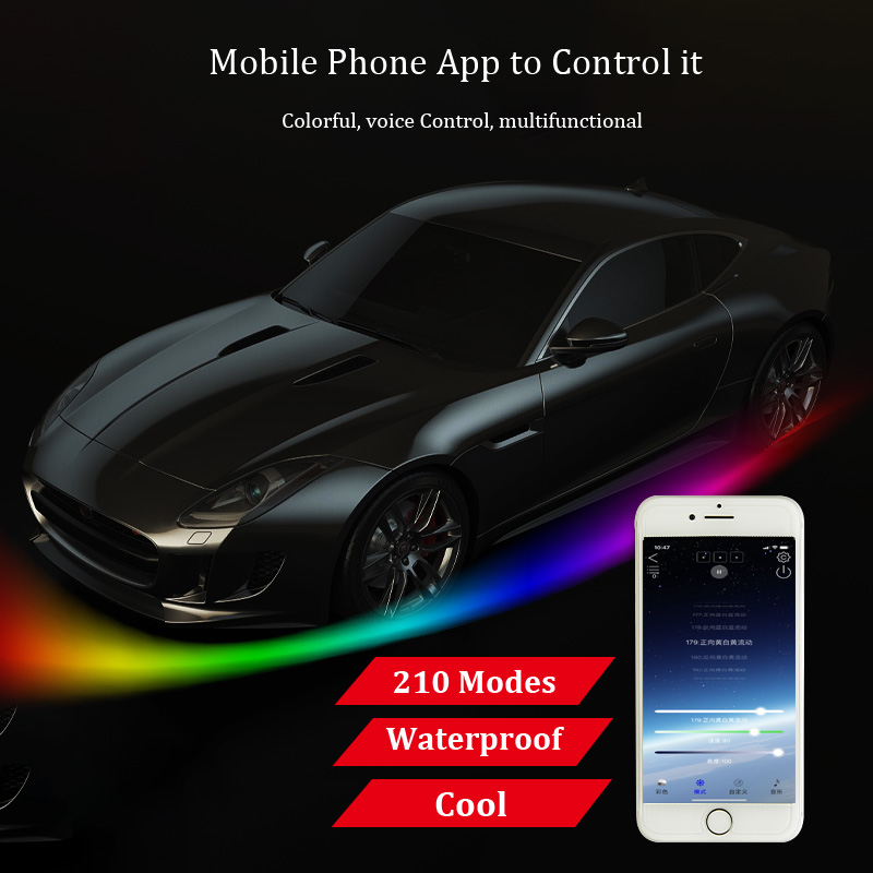 Cars Underbody Ambient Light for Trucks Streamer LED Strip Neon Lights Colorful Flexible RGB App Remote Car Decorative Styling Atmosphere 12v Underglo