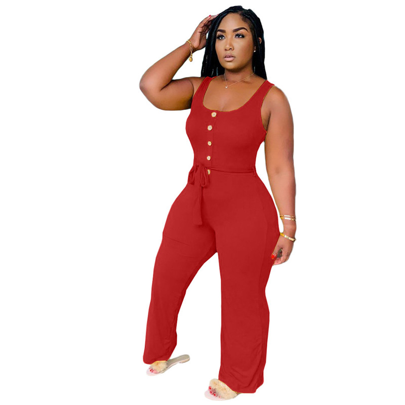 Summer Women Plus Size Jumpsuits 3XL 4XL Sleelevess Solid Rompers Casual Jump Suits Black Wide Leg Pants Sexy Tank bodysuits Overalls 5004