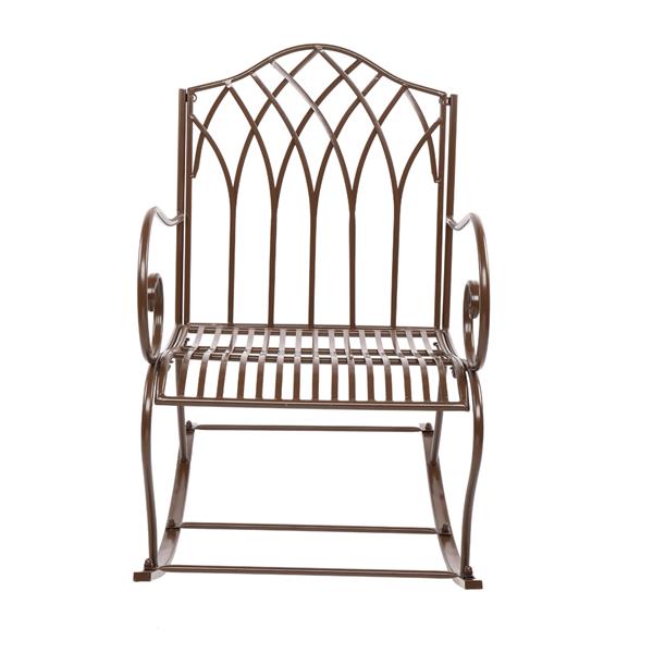Garden Sets Flat Iron Single Rocking Chair Dark Brown
