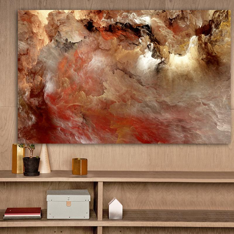 Wangart large size grey red cloud Oil Painting Wall Picture For Living Room Canvas Modern Art Poster And Print