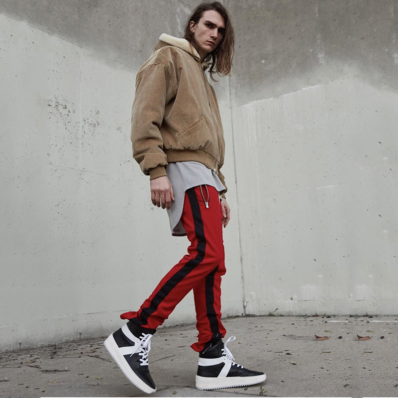 Striped Track Pants Mens HipHop Joggers Pants for male women Streetwear Colorblock Zipper Loose SweatPants slim fit Trousers 201118