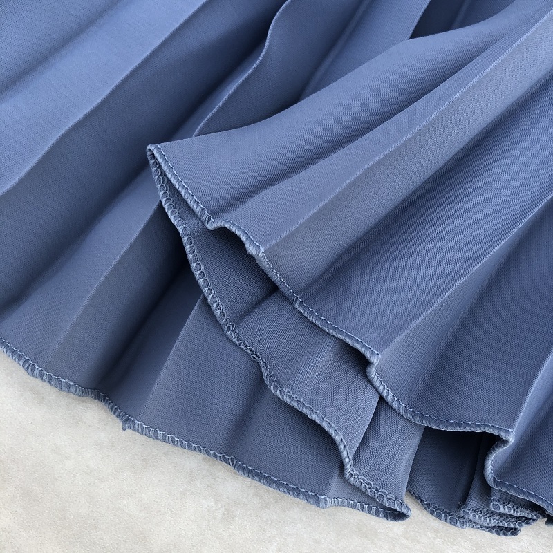 Spring Summer Women Midi Skirts Chiffon Pleated High Waist Long Skirts Stretched Daily Casual Style Women's Skirt Jupe Femme 210309