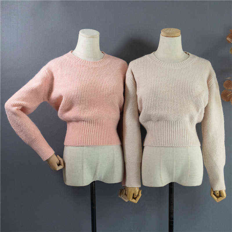 Colorfaith Spring Women's Sweater Pullovers Warm Minimalist Korean Short Elegant Solid Sweet Lady Jumpers SW1184 211109