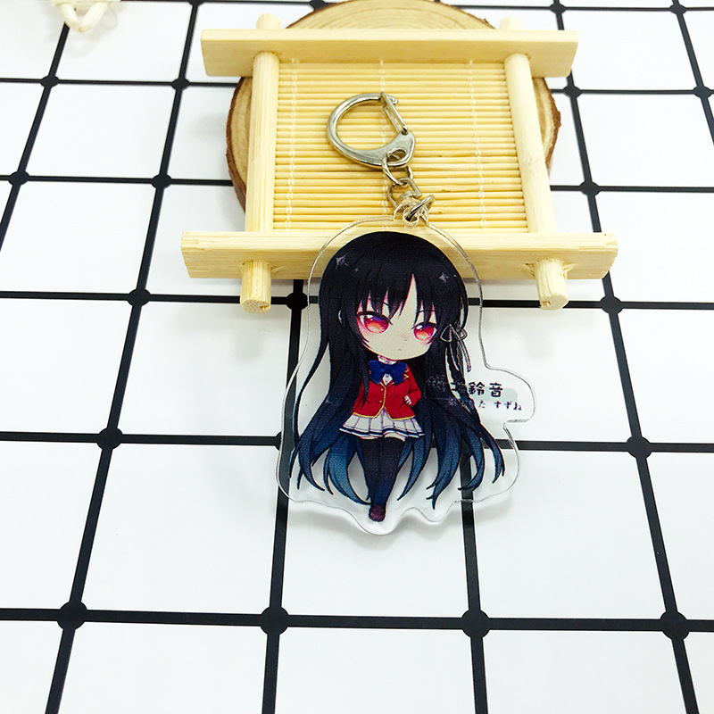 Classroom of The Elite Woman Keychain Cartoon Figure Acrylic Key Ring Anime Kiyotaka Ayanokouji Key Chains Man Jewellery Brelok