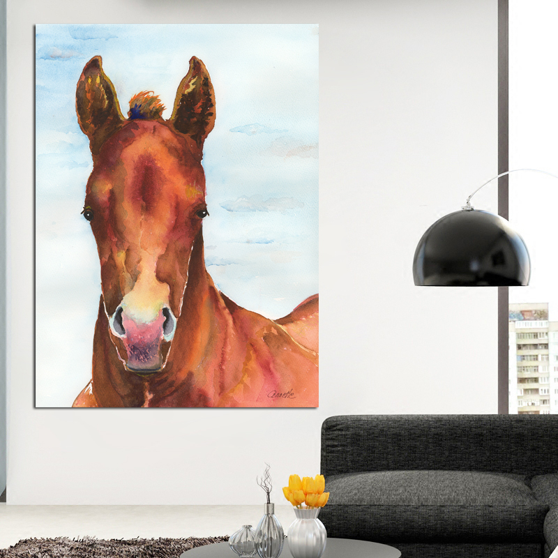 Canvas Painting Poster Print Red Horse Face Pictures Wall Art Canvas Painting Animal Picture Living Room Decorative