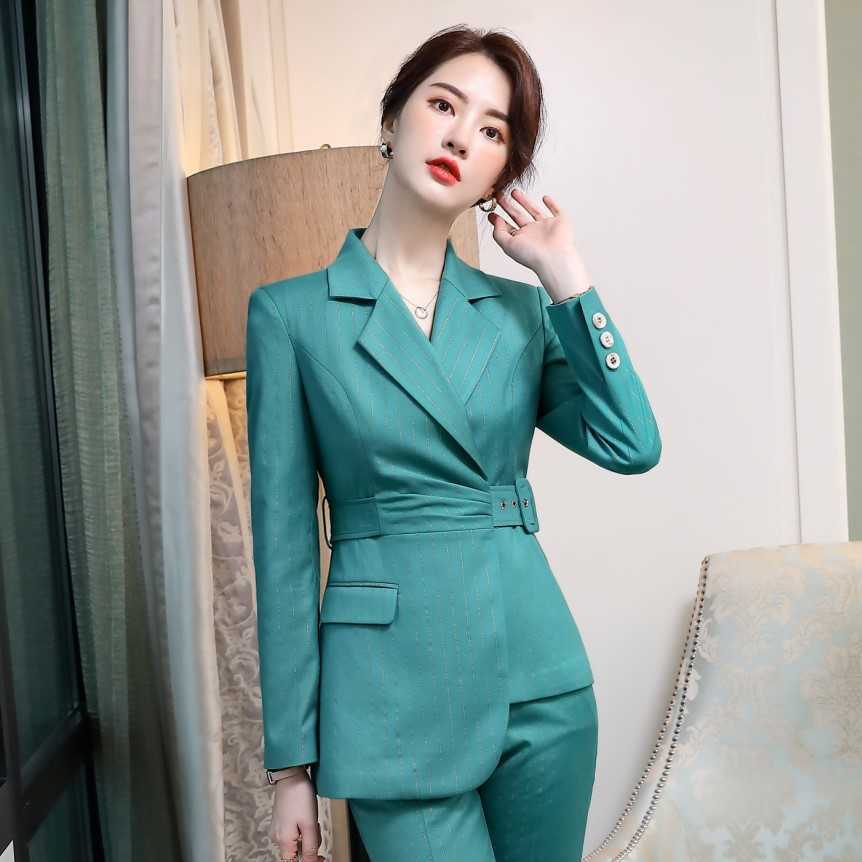 Professional pants suit women two-piece high quality autumn elegant slim striped ladies jacket Casual trousers 210527, Blazer pants b
Professional pants suit women two-piece high quality autumn elegant slim striped ladies jacket Casual trousers 210527, Blazer pants b