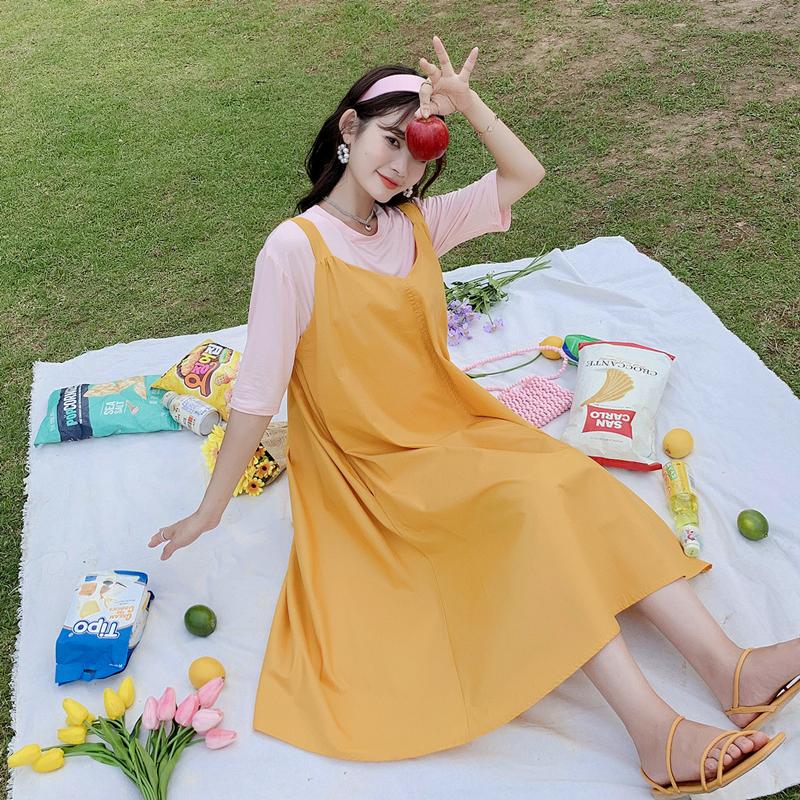 Maternity Dresses 29874# Dress Summer Cotton Short Sleeves Loose Stylish Pregnant Women Suit, Yellow 
Maternity Dresses 29874# Dress Summer Cotton Short Sleeves Loose Stylish Pregnant Women Suit, Yellow