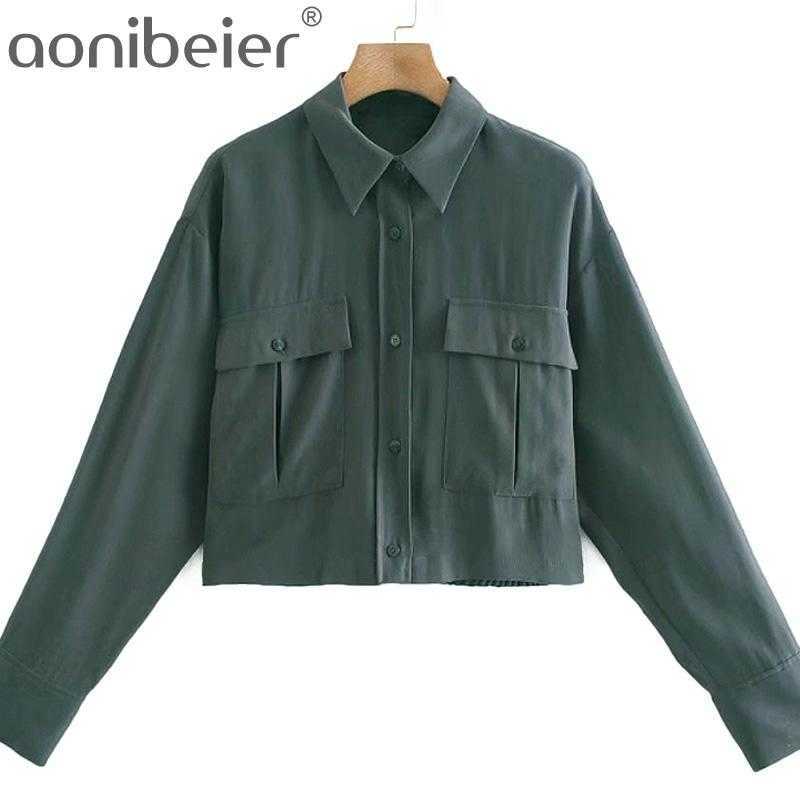 Fashion Women Patch Pocket Short Shirt Female Long Sleeve Blouse Office Lady Loose Tops Blusas Jackets 210604, Dark grey
Fashion Women Patch Pocket Short Shirt Female Long Sleeve Blouse Office Lady Loose Tops Blusas Jackets 210604, Dark grey