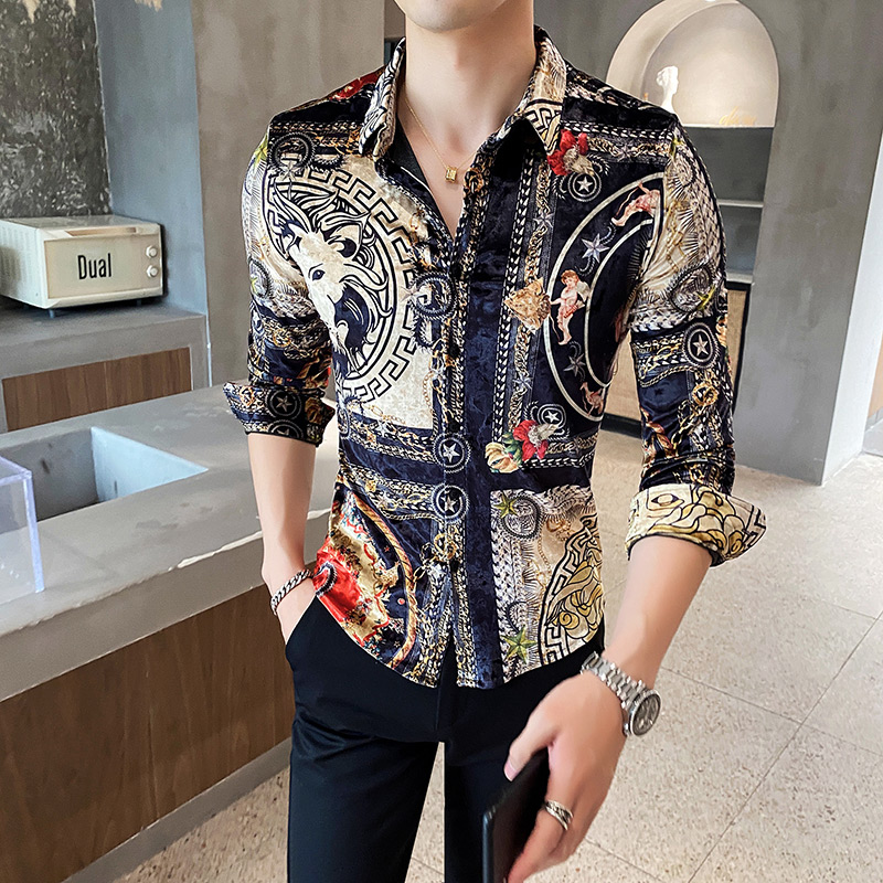 Shirt long-sleeved male Korean Slim personality trend leopard print 2021 new handsome gold velvet shirt, Clear
Shirt long-sleeved male Korean Slim personality trend leopard print 2021 new handsome gold velvet shirt, Clear