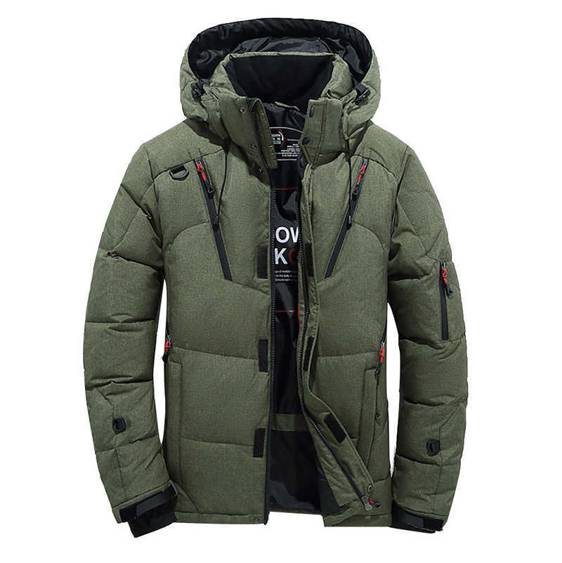 Men's Winter White Duck Down Jacket Oversize Padded Parkas Hooded Outdoor Thick Warm Snow Outwear Coats Plus Size 4XL 211014