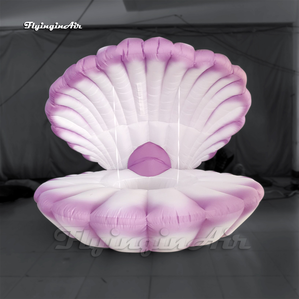 Personalized Inflatable Mussel Balloon 3m Purple Air Blown Clam Shell With LED Light For Birthday Party Decoration