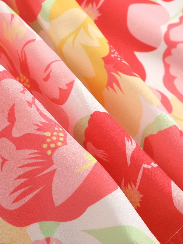 Toddler Girls Allover Floral Print Layered Ruffle Trim Dress SHE