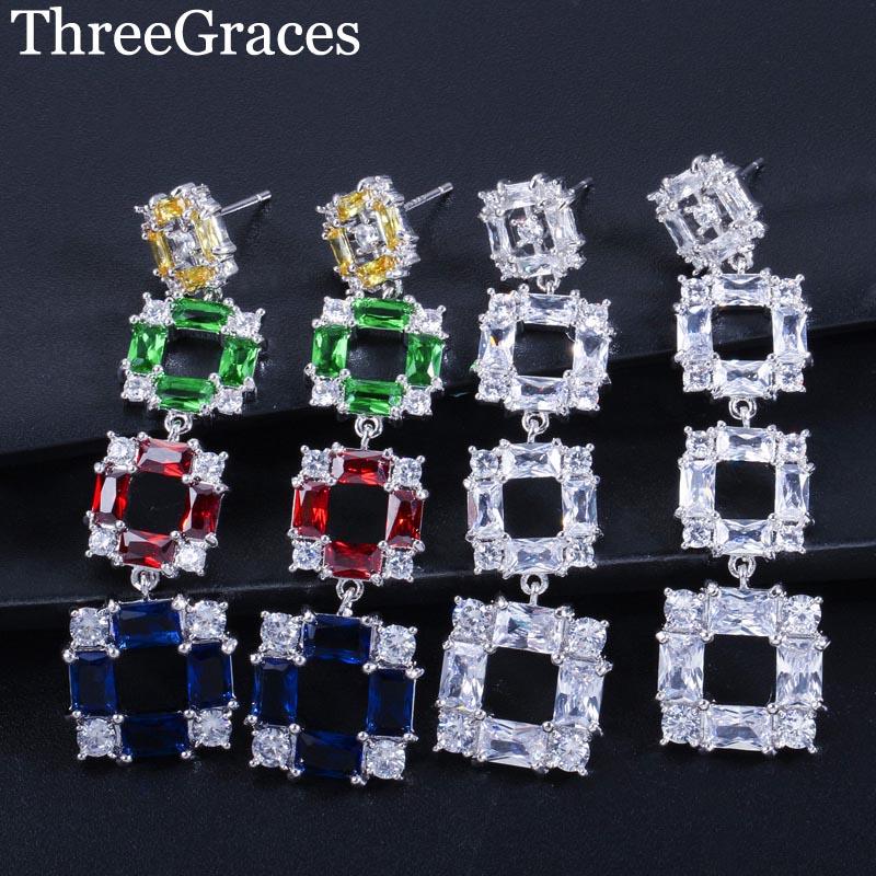 Dangle & Chandelier ThreeGraces Green Red Blue Color Cubic Zirconia Square Shaped Long Drop Earring For Women Jewelry ER079, Silver
Dangle & Chandelier ThreeGraces Green Red Blue Color Cubic Zirconia Square Shaped Long Drop Earring For Women Jewelry ER079, Silver