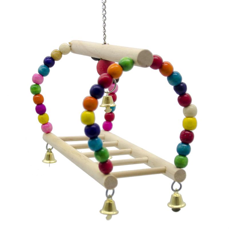 Other Bird Supplies 2021 Toys Birds Pets Parrots Ladders Climbing Toy Hanging Colorful Balls With Natural Wood