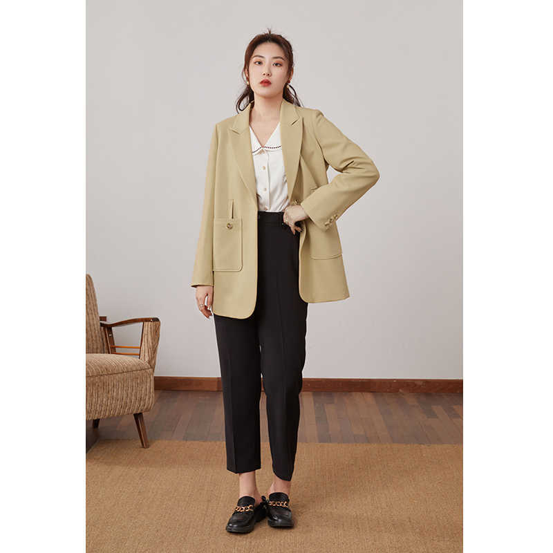 DUSHU Loose Office Lady Women's Black Casual Pants Thin Nine Spring Straight Cigarette Women 211115