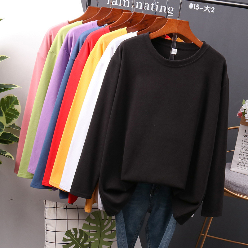 NEEDBO T shirt Women 100% Cotton Long Sleeve 4XL Oversize Sexy Casual t-shirt Women Korea Loose Full Tee Shirt Femme Tops 210310