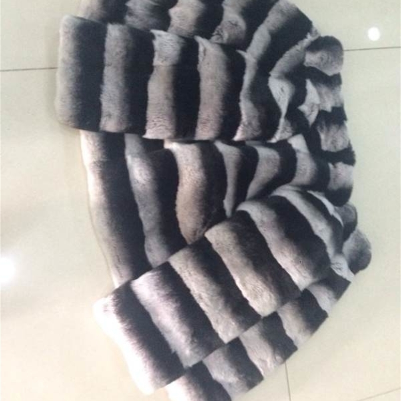 natural chinchilla Rex Rabbit fur coat jacket short overcoat stand collar striped outerwear coats women's winter clothing T200319