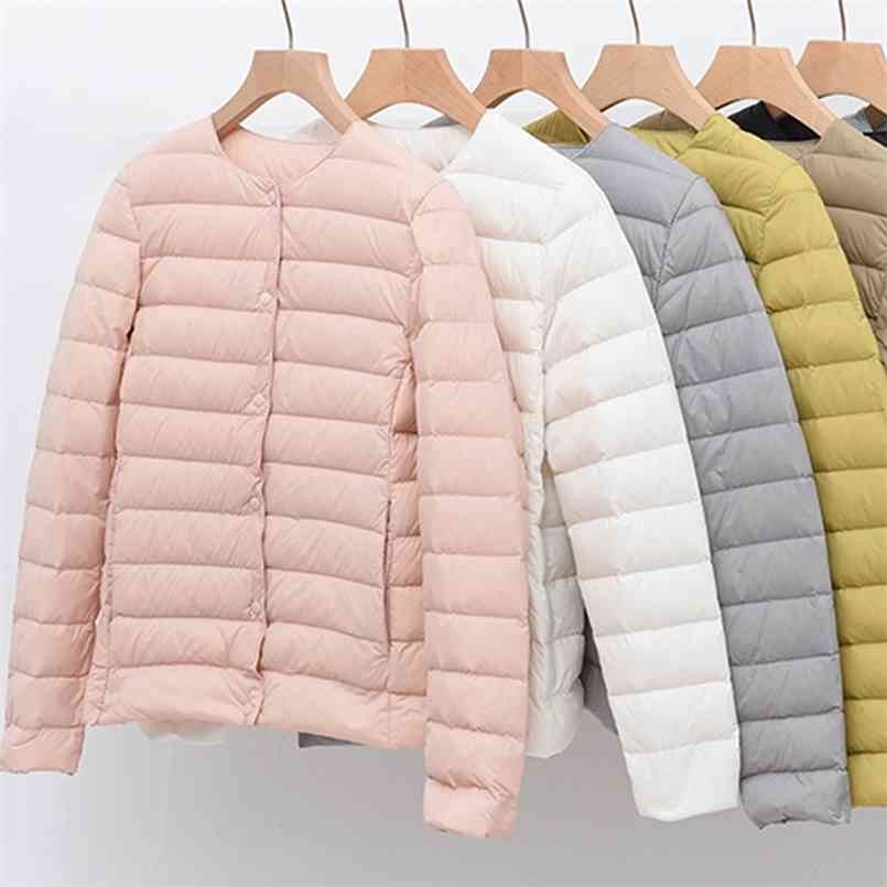 Lightweight Padded Jackets Women's Jackets Spring Collarless Ultralight Quilted Coat for Women Warm Winter Down Coats Light 210819