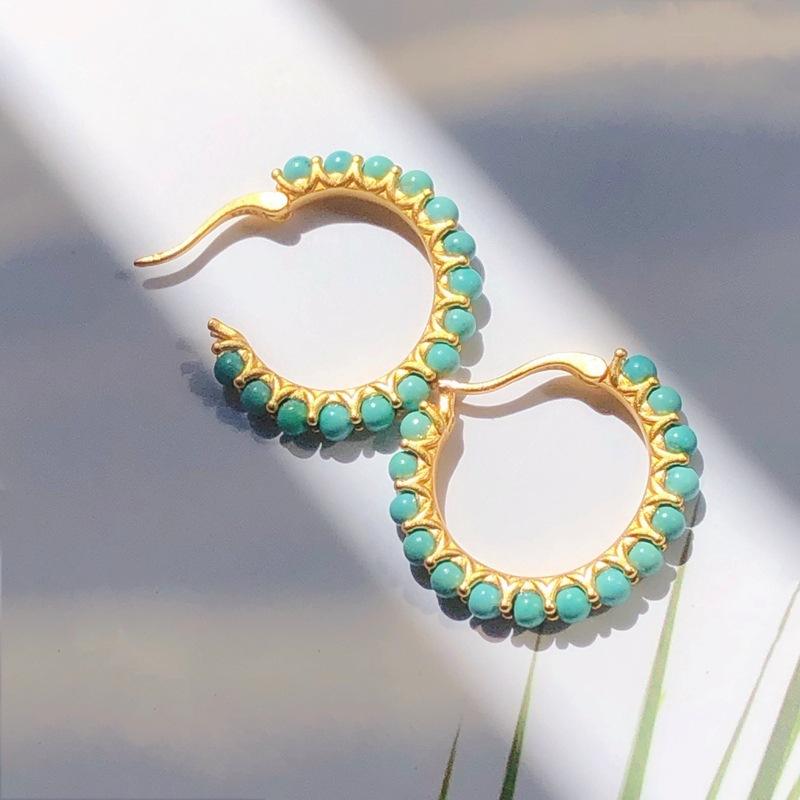 Hoop & Huggie 925 Sterling Silver Natural Turquoise Earring Simple Women's Earrings Fine Jewelry Gifts
Hoop & Huggie 925 Sterling Silver Natural Turquoise Earring Simple Women's Earrings Fine Jewelry Gifts