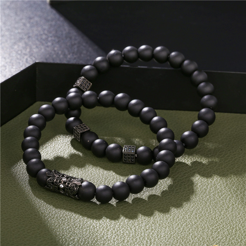 Natural Stone Beaded Mens Bracelet 2pcs/set Pulseras Masculina Jewelry Women Fashion Charm Bracelets