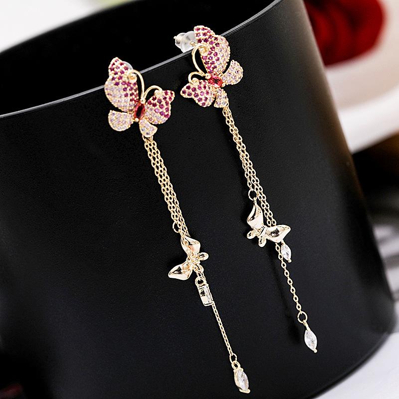 Dangle & Chandelier Pink Crystal Butterfly Long Tassel Earrings For Women Accessories, Gold Color Metal Earings Fashion Jewelry Woman Birthd
Dangle & Chandelier Pink Crystal Butterfly Long Tassel Earrings For Women Accessories, Gold Color Metal Earings Fashion Jewelry Woman Birthd