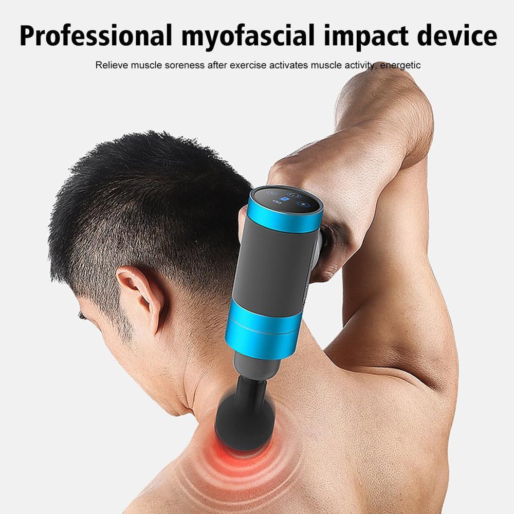 LCD Display Massage Gun Deep Muscle Massager Body Massage Exercising Relaxation Slimming Shaping Pain Relief USB with 4 Heads 210309