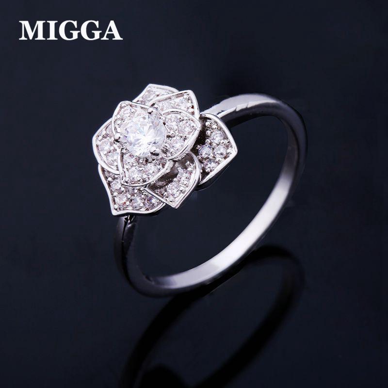 Cluster Rings MIGGA Elegant Cubic Zirconia Camellia Flower Ring For Women White Gold Color Crystal Bague Party Jewelry
Cluster Rings MIGGA Elegant Cubic Zirconia Camellia Flower Ring For Women White Gold Color Crystal Bague Party Jewelry