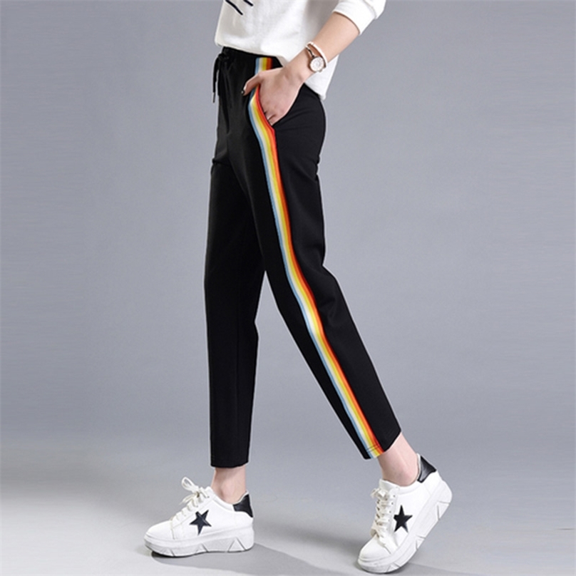 Spring Summer Women Casual Sweatpants Rainbow Striped Printed Side Pant Ladies Loose Trousers Joggers Sweat Pants Plus Size 210607, Black
Spring Summer Women Casual Sweatpants Rainbow Striped Printed Side Pant Ladies Loose Trousers Joggers Sweat Pants Plus Size 210607, Black