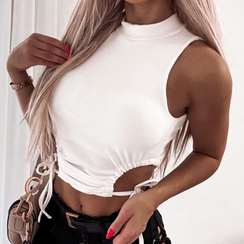 Women' Tanks & Camis Women Rib Knit Side Tied Ruched Tank Tops Sleeveless Turntleneck Cut Out Crop 2021 Female Summer Black White Mini Vest
Women' Tanks & Camis Women Rib Knit Side Tied Ruched Tank Tops Sleeveless Turntleneck Cut Out Crop 2021 Female Summer Black White Mini Vest