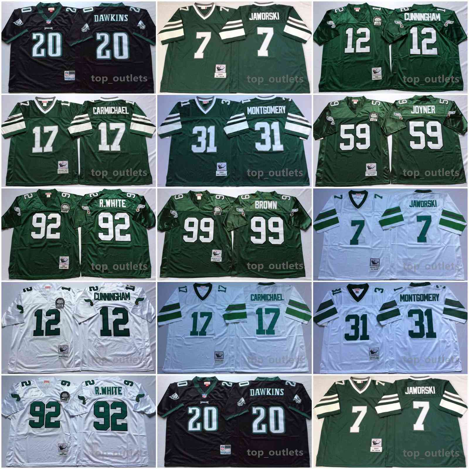 Philadelphia Eagles American Football Retro Jerseys 20 Dawkins Jersey 7 Jaworski 12 Cunningham 17 Carmichael 31 Montgomery 59 Joyner 92 R.White 99 Brown Stitched, As photo
Philadelphia Eagles American Football Retro Jerseys 20 Dawkins Jersey 7 Jaworski 12 Cunningham 17 Carmichael 31 Montgomery 59 Joyner 92 R.White 99 Brown Stitched, As photo
